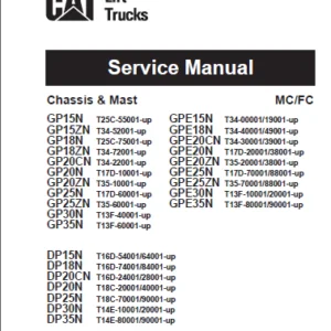 Caterpillar GPE25ZN Lift Truck Service Manuals - PDF DOWNLOAD