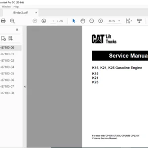 Caterpillar K15, K21, K25 Gasoline Engine Lift Trucks Service Manual - PDF DOWNLOAD