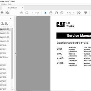 Caterpillar M100D 72-80V Lift Trucks Service Manuals - PDF DOWNLOAD