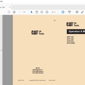 Caterpillar NNPP16M Lift Trucks Operation & Maintenance Manual - PDF DOWNLOAD