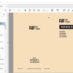 Caterpillar NO20NS Lift Truck Operation & Maintenance Manual - PDF DOWNLOAD