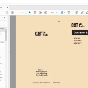 Caterpillar NOL10K Lift Trucks Operation & Maintenance Manual - PDF DOWNLOAD