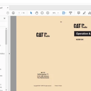 Caterpillar NOM10K Lift Trucks Operation & Maintenance Manual - PDF DOWNLOAD