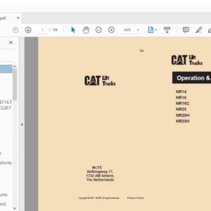 Caterpillar NR16 Lift Truck Operation & Maintenance Manual - PDF DOWNLOAD