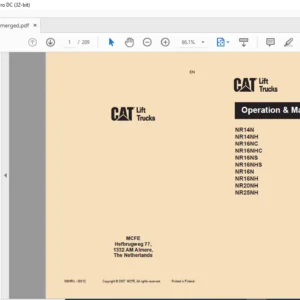 Caterpillar NR16NS Lift Trucks Operation & Maintenance Manual - PDF DOWNLOAD