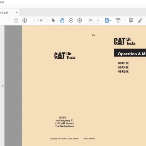 Caterpillar NSR16K Lift Trucks Operation & Maintenance Manual - PDF DOWNLOAD