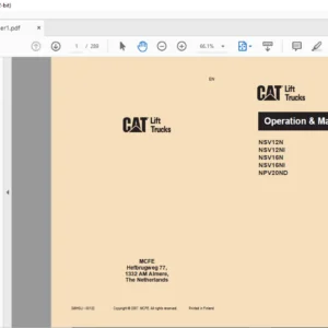Caterpillar NSV12NI Lift Trucks Operation & Maintenance Manual - PDF DOWNLOAD
