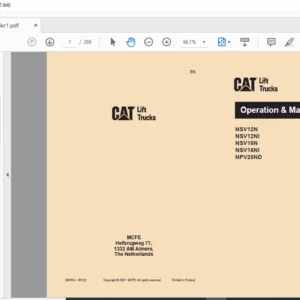 Caterpillar NSV12NS Lift Trucks Operation & Maintenance Manual - PDF DOWNLOAD