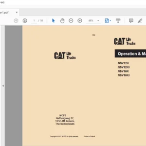 Caterpillar NSV16K Lift Trucks Operation & Maintenance Manual - PDF DOWNLOAD
