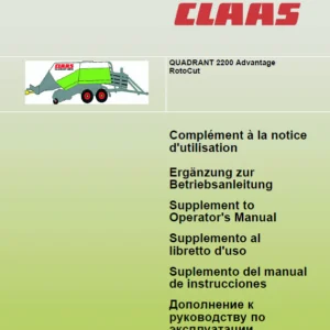 Claas Baler Quadrant 2200 Advantage RotoCut Operator's Manual_FR DE EN RU - PDF DOWNLOAD