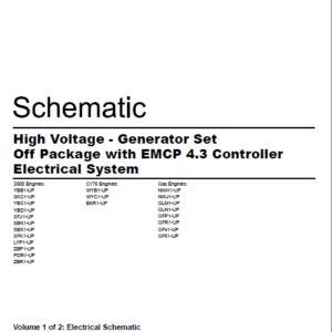 EN CAT Engine - Generator Set High Voltage - Off Package with EMCP 4.3 Controller Electrical System Schematic Manual