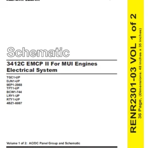 EN Cat 3412C EMCP II For MUI Engines Electrical System Schematic Manual  -  PDF DOWNLOAD