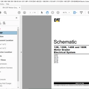 EN Cat Motor Grader 12k 120k 140k and 160k Motor Grader Electrical System Schematic Manual – PDF DOWNLOAD