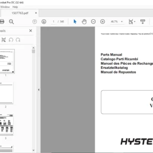 Hyster C1.0-1.3 V30XMU Parts Manual - PDF DOWNLOAD