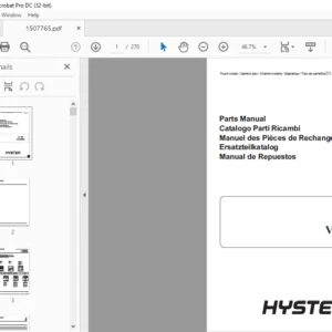Hyster C1.8X V40XMU Parts Manual - PDF DOWNLOAD