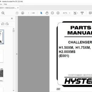 Hyster CHALLENGER H1.50XM H1.75XM H2.00XMS (E001) Parts Manual - PDF DOWNLOAD