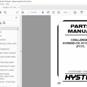 Hyster CHALLENGER H1050HD-CH H1150HD-CH (F117) Parts Manual - PDF DOWNLOAD
