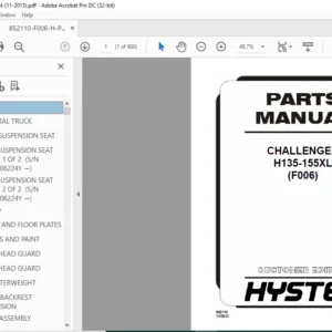 Hyster CHALLENGER H135-155XL (F006) Parts Manual - PDF DOWNLOAD