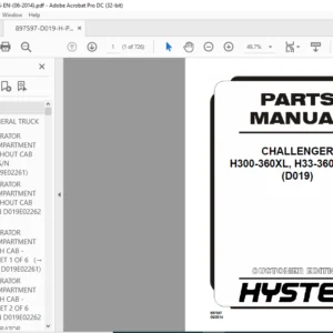 Hyster CHALLENGER H300-360XL H33-360XL-EC (D019) Parts Manual - PDF DOWNLOAD