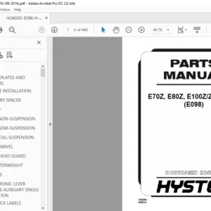 Hyster E70Z E80Z E100Z ZS E120Z (E098) Parts Manual - PDF DOWNLOAD