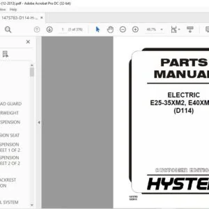 Hyster ELECTRIC E25-35XM2 E40XM2S (D114) Parts Manual - PDF DOWNLOAD