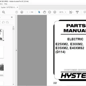 Hyster ELECTRIC E25XM2 E30XM2 E35XM2 E40SMS2 (D114) Parts Manual - PDF DOWNLOAD