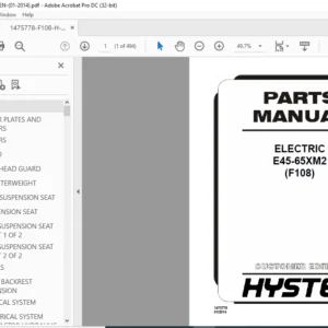 Hyster ELECTRIC E45-65XM2 (F108) Parts Manual - PDF DOWNLOAD