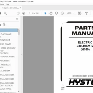 Hyster ELECTRIC J30-40XMT2 (H160) Parts Manual - PDF DOWNLOAD
