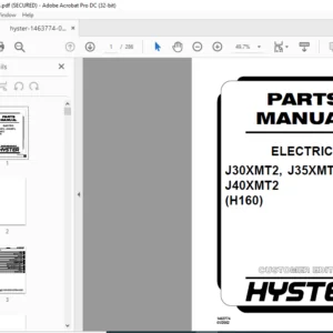 Hyster ELECTRIC J30XMT2 J35XMT2 J40XMT2 (H160) Parts Manual - PDF DOWNLOAD