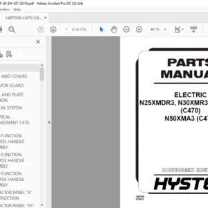 Hyster ELECTRIC N25XMDR3 N30XMR3 N40XMR3 (C470) N50XMA3 (C471) Parts Manual  - PDF DOWNLOAD