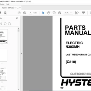 Hyster ELECTRIC N30XMH (C210) Parts Manual - PDF DOWNLOAD