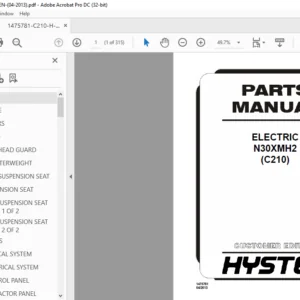 Hyster ELECTRIC N30XMH2 (C210) Parts Manual - PDF DOWNLOAD