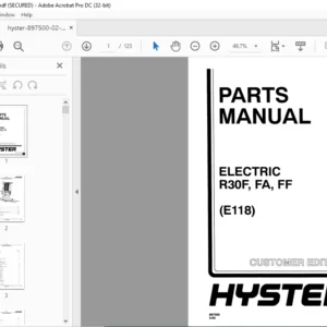 Hyster Electric R30F FA FF (E118) Parts Manual - PDF DOWNLOAD