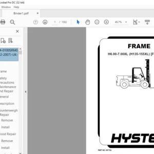 Hyster F006 (H6.00-7.00XL Europe) Service Manual - PDF DOWNLOAD