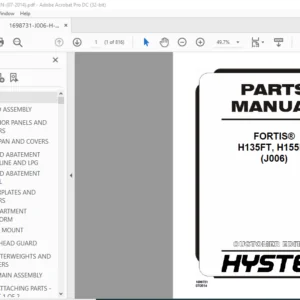 Hyster FORTIS® H135FT H155FT(J006) Parts Manual - PDF DOWNLOAD
