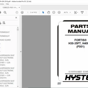 Hyster FORTIS® H30-35FT H40FTS (F001) Parts Manual - PDF DOWNLOAD