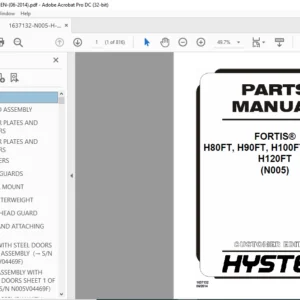 Hyster FORTIS® H80FT H90FT H100FT H110FT H120FT (N005) Parts Manual - PDF DOWNLOAD