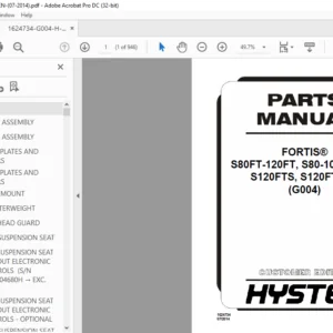 Hyster FORTIS® S80FT-120FT S80-100FTBCS S120FTS S120FTPRS (G004) Parts Manual - PDF DOWNLOAD