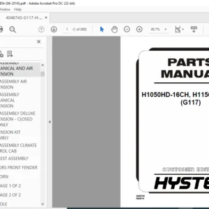 Hyster H1050HD-16CH H1150HD-16CH (G117) Parts Manual - PDF DOWNLOAD