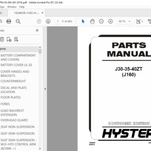 Hyster J30-35-40ZT (J160) Parts Manual - PDF DOWNLOAD