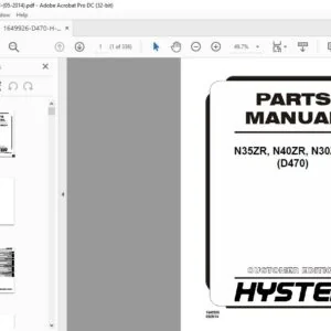 Hyster N35ZR N40ZR N30ZDR (D470) Parts Manual - PDF DOWNLOAD