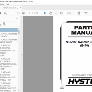 Hyster N35ZR2 N40ZR2 N30ZDR2 (E470) Parts Manual - PDF DOWNLOAD