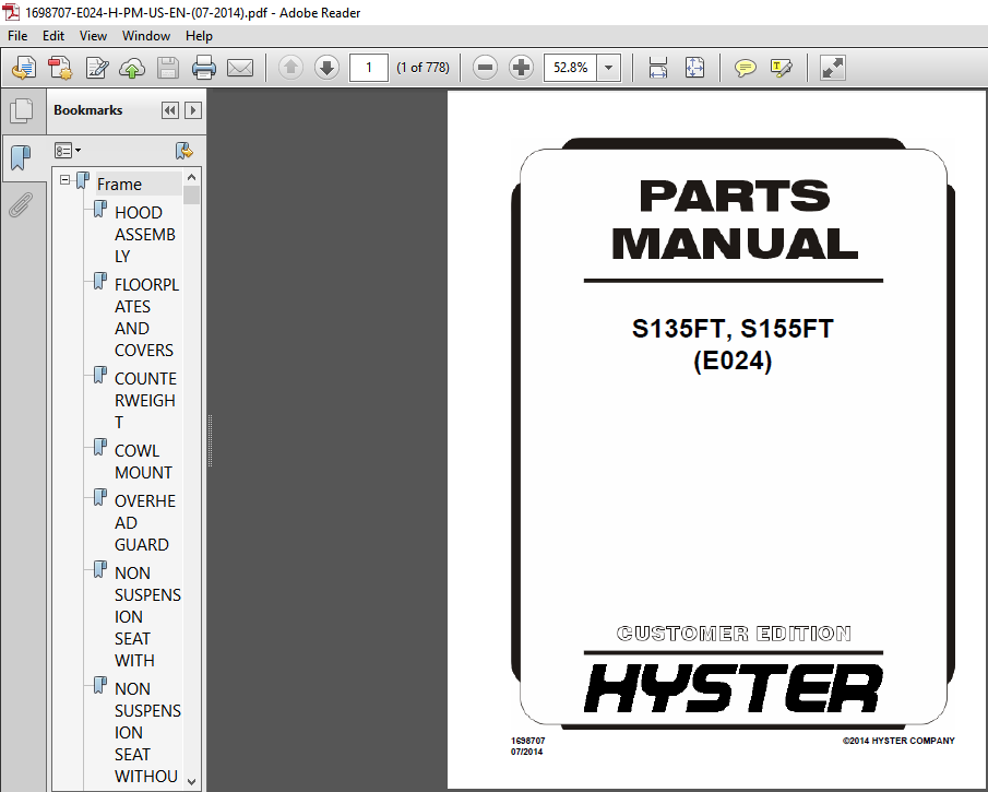 Hyster S135FT S155FT (E024) Parts Manual - PDF DOWNLOAD - HeyDownloads ...