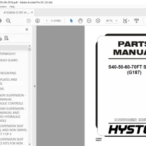 Hyster S40-50-60-70FT S55FTS (G187) Parts Manual - PDF DOWNLOAD