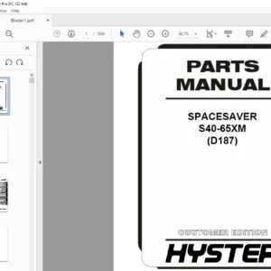 Hyster SPACESAVER S40-65XM (D187) Parts Manual - PDF DOWNLOAD