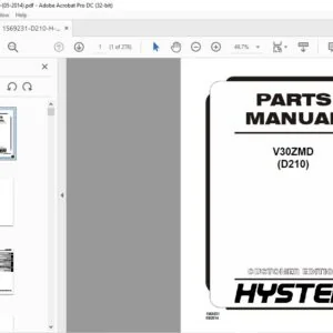 Hyster V30ZMD (D210) Parts Manual - PDF DOWNLOAD