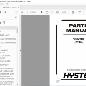 Hyster V30ZMD (E210) Parts Manual - PDF DOWNLOAD