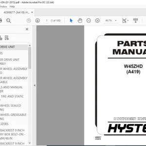 Hyster W45ZHD (A419) Parts Manual - PDF DOWNLOAD