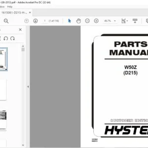 Hyster W50Z (D215) Parts Manual - PDF DOWNLOAD