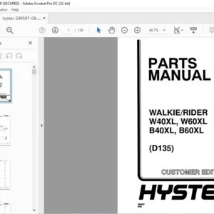 Hyster Walkie Rider W40XL W60XL B40XL B60XL (D135) Parts Manual - PDF DOWNLOAD